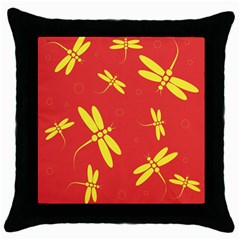 Red And Yellow Dragonflies Pattern Throw Pillow Case (black)