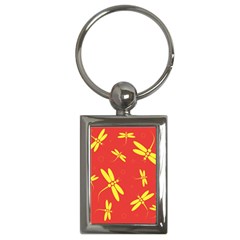 Red And Yellow Dragonflies Pattern Key Chains (rectangle) 