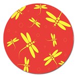 Red and yellow dragonflies pattern Magnet 5  (Round) Front