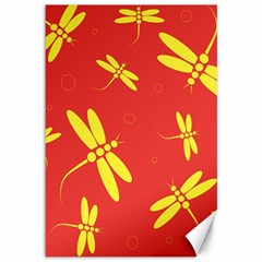 Red And Yellow Dragonflies Pattern Canvas 12  X 18  