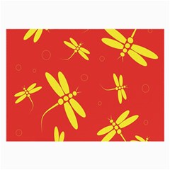 Red And Yellow Dragonflies Pattern Large Glasses Cloth (2-side) by Valentinaart