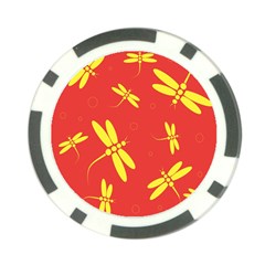 Red And Yellow Dragonflies Pattern Poker Chip Card Guards