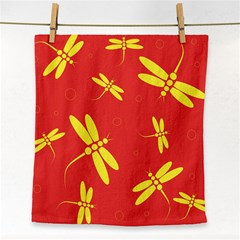 Red And Yellow Dragonflies Pattern Face Towel by Valentinaart