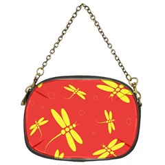 Red And Yellow Dragonflies Pattern Chain Purses (one Side)  by Valentinaart