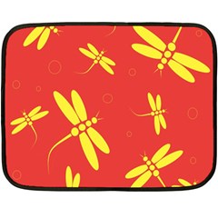 Red And Yellow Dragonflies Pattern Fleece Blanket (mini) by Valentinaart