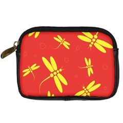 Red And Yellow Dragonflies Pattern Digital Camera Cases by Valentinaart