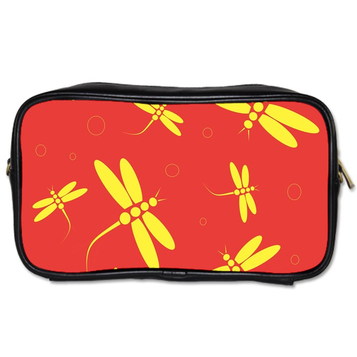 Red and yellow dragonflies pattern Toiletries Bags