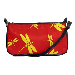 Red And Yellow Dragonflies Pattern Shoulder Clutch Bags by Valentinaart