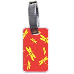 Red And Yellow Dragonflies Pattern Luggage Tags (one Side)  by Valentinaart