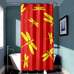 Red And Yellow Dragonflies Pattern Shower Curtain 36  X 72  (stall) 