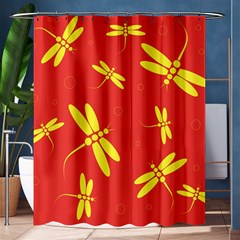 Red And Yellow Dragonflies Pattern Shower Curtain 60  X 72  (medium)  by Valentinaart