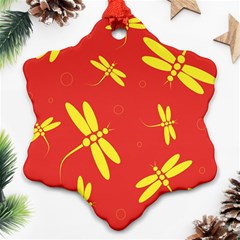 Red And Yellow Dragonflies Pattern Ornament (snowflake) 