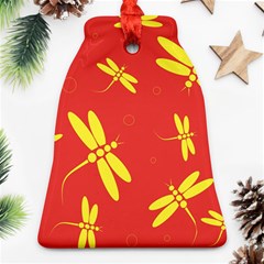 Red And Yellow Dragonflies Pattern Ornament (bell) 