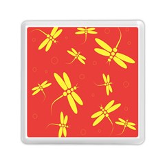 Red And Yellow Dragonflies Pattern Memory Card Reader (square)  by Valentinaart