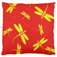 Red And Yellow Dragonflies Pattern Large Cushion Case (one Side) by Valentinaart