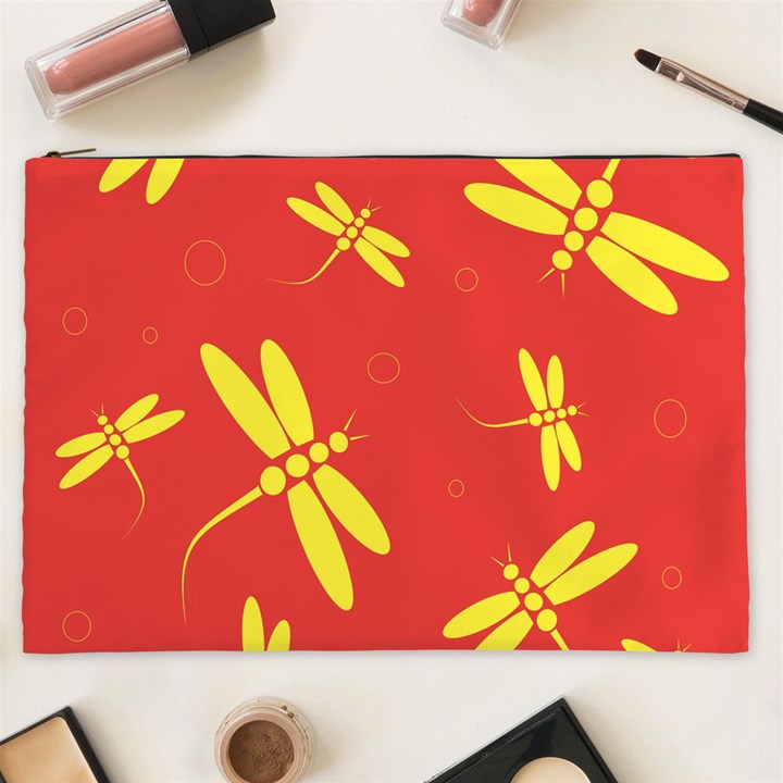 Red and yellow dragonflies pattern Cosmetic Bag (XXL) 