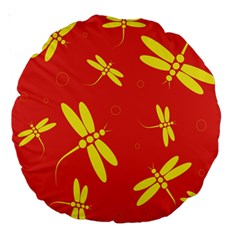 Red And Yellow Dragonflies Pattern Large 18  Premium Round Cushions by Valentinaart