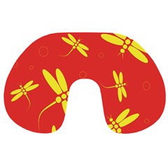 Red And Yellow Dragonflies Pattern Travel Neck Pillows