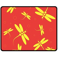 Red And Yellow Dragonflies Pattern Double Sided Fleece Blanket (medium)  by Valentinaart