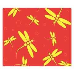 Red And Yellow Dragonflies Pattern Double Sided Flano Blanket (small)  by Valentinaart