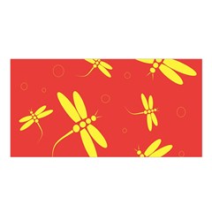 Red And Yellow Dragonflies Pattern Satin Shawl