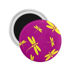 Purple And Yellow Dragonflies Pattern 2 25  Magnets