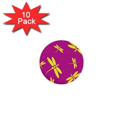 Purple And Yellow Dragonflies Pattern 1  Mini Buttons (10 Pack) 