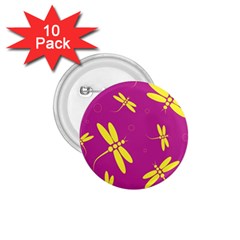 Purple And Yellow Dragonflies Pattern 1 75  Buttons (10 Pack) by Valentinaart