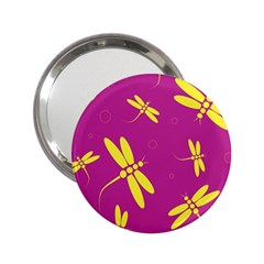 Purple And Yellow Dragonflies Pattern 2 25  Handbag Mirrors