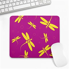 Purple And Yellow Dragonflies Pattern Large Mousepads by Valentinaart