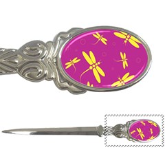 Purple And Yellow Dragonflies Pattern Letter Openers by Valentinaart