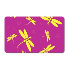 Purple And Yellow Dragonflies Pattern Magnet (rectangular)