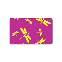 Purple And Yellow Dragonflies Pattern Magnet (name Card) by Valentinaart