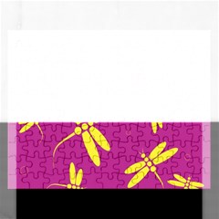 Purple And Yellow Dragonflies Pattern Rectangular Jigsaw Puzzl