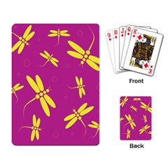 Purple And Yellow Dragonflies Pattern Playing Card