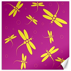 Purple And Yellow Dragonflies Pattern Canvas 12  X 12  