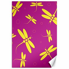 Purple And Yellow Dragonflies Pattern Canvas 20  X 30  