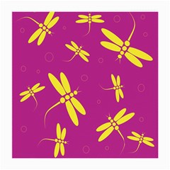 Purple And Yellow Dragonflies Pattern Medium Glasses Cloth by Valentinaart