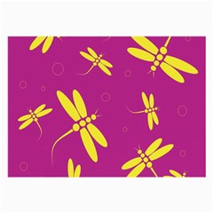 Purple And Yellow Dragonflies Pattern Large Glasses Cloth (2-side) by Valentinaart