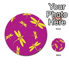 Purple And Yellow Dragonflies Pattern Multi-purpose Cards (round)  by Valentinaart