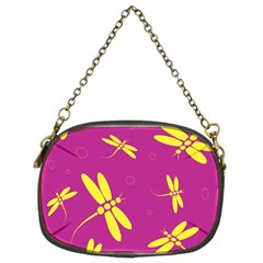 Purple And Yellow Dragonflies Pattern Chain Purses (two Sides)  by Valentinaart