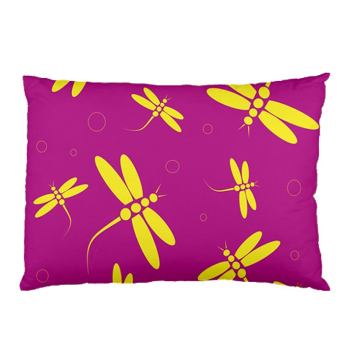 Purple and yellow dragonflies pattern Pillow Case