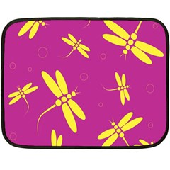 Purple And Yellow Dragonflies Pattern Fleece Blanket (mini) by Valentinaart