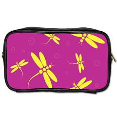 Purple And Yellow Dragonflies Pattern Toiletries Bags