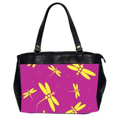 Purple And Yellow Dragonflies Pattern Office Handbags (2 Sides)  by Valentinaart