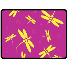 Purple And Yellow Dragonflies Pattern Fleece Blanket (large) 