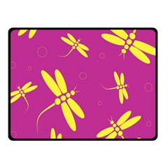 Purple And Yellow Dragonflies Pattern Fleece Blanket (small) by Valentinaart