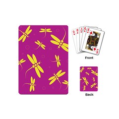 Purple And Yellow Dragonflies Pattern Playing Cards (mini)  by Valentinaart