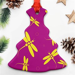 Purple And Yellow Dragonflies Pattern Ornament (christmas Tree) by Valentinaart