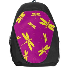 Purple And Yellow Dragonflies Pattern Backpack Bag by Valentinaart